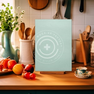 Cutting Board Mockup Photo - Tempered Glass 8x11&quot; Small with Cozy Cottage Kitchen Aesthetic, Farmhouse Kitchen Mockup Photos