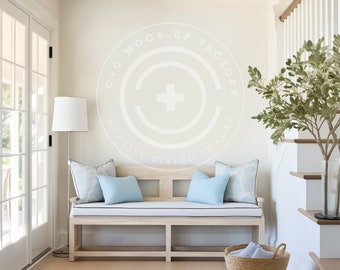 Entryway Mockup Blank Wall Art Photo - Stylish Coastal Beach House Aesthetic for Canvas Frames and Poster Prints, Entryway Wall Decor Mockup