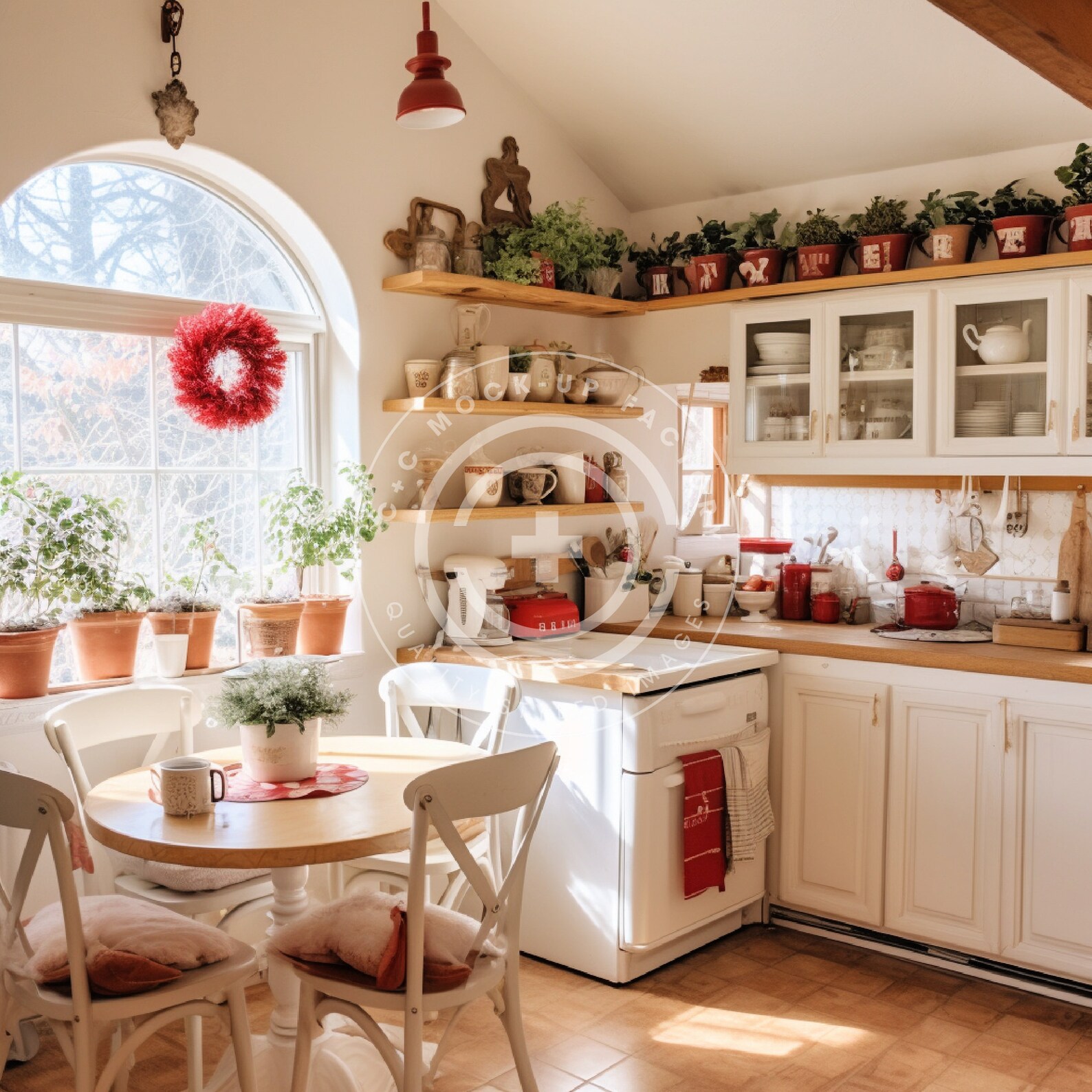 Christmas Kitchen Stock Image Mockup Photo French Country Christmas ...