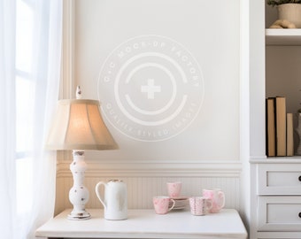 Snyggt foto av en tom vägg - Multifunktionell mockup av lantlig väggkonst med shabby chic pastel-estetik, neutral mockup av en tom lantlig vägg