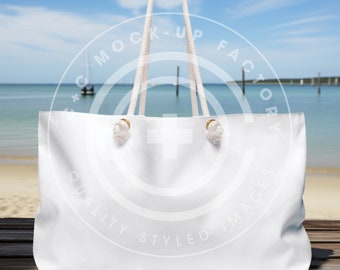 Weekender Bag Mockup, at the Beach Weekender Tote Bag Mock-ups, Image for Oversized Bags & Totes, Mockup for Large Tote Bag, Weekender Bag