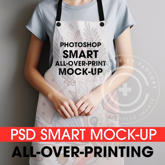 PSD AOP Apron Mockup, Editable Photo Mockup, White Apron with Black Straps,  Buttons Mockup, Photoshop Edit, Apron Template, Photoshop File