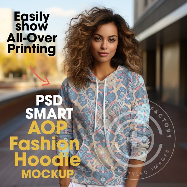 PSD Smart Fashion Hoody (AOP), All-Over Printing Hoody Mockup, Sweatshirt Mockups, Photoshop Hoody Images, AOP Mockups, Lifestyle Images