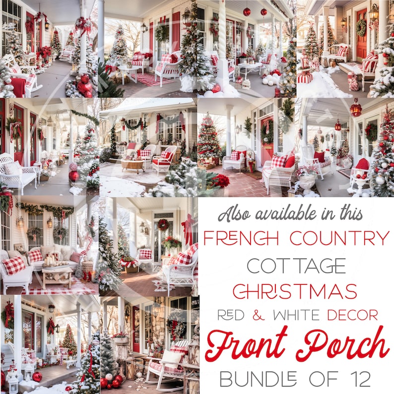 Christmas Front Porch Stock Photo Mockup Image French Country Christmas