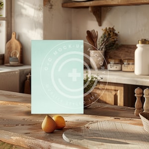 Cutting Board Mockup Photo - Vertical Tempered Glass 8x11&quot; Small with modern farmhouse Kitchen Aesthetic, Elegant Kitchen Mockup Photos