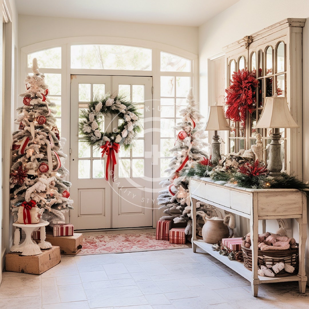 Christmas Entryway Stock Photo Mockup Image - French Country Christmas ...