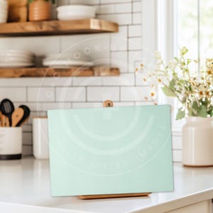 Cutting Board Mockup Photo - Tempered Glass 8x11&quot; Small with modern farmhouse Kitchen Aesthetic, Elegant Kitchen Mockup Photos