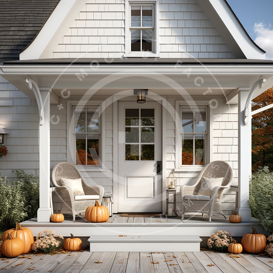 Fall Multi-use Front Porch Mockup Image - Modern Boho Cottage Aesthetic ...