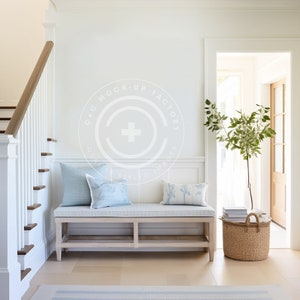 Entryway Mockup Blank Wall Art Photo - Stylish Coastal Beach House Aesthetic for Canvas Frames and Poster Prints, Entryway Wall Decor Mockup