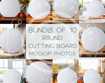 Round Cutting Board Mockup Photo Bundle of 10, Cutting Board Mockups, Circle Cutting Board Mockup Bundle, Kitchen Mockup Photo Bundle