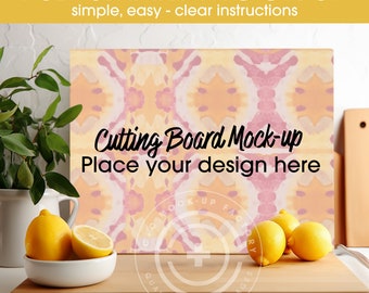 PSD Smart Glass Cutting Board Mockup, Editable Mockup, Cutting Board Mockup, Mockups, All-Over Printing Mockup, Glass Cutting Board, AOP