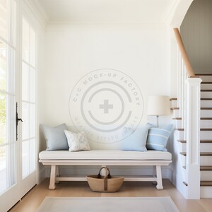Entryway Mockup Blank Wall Art Photo - Stylish Coastal Beach House Aesthetic for Canvas Frames and Poster Prints, Entryway Wall Decor Mockup