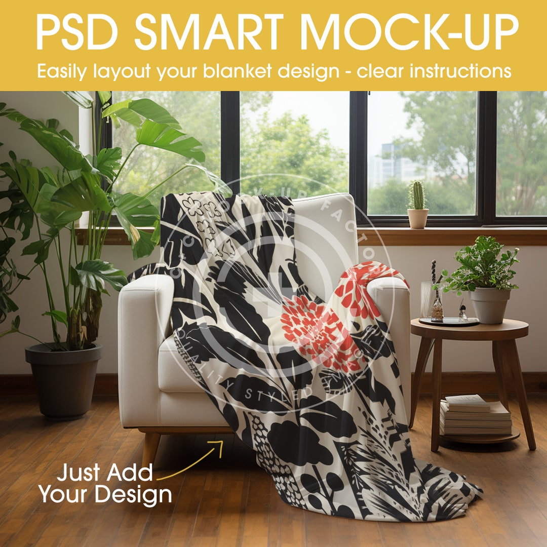 PSD Smart Blanket AOP Mockup Editable Blanket Mockup Etsy