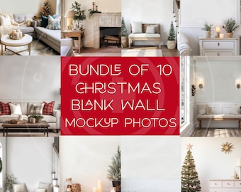 Weihnachts-leere Wand-Mockup-Bündel mit 10 - stilvolle Feiertagsästhetik, Feiertag-leere Wand-Mehrzweckbild-Mockup-Foto-Set