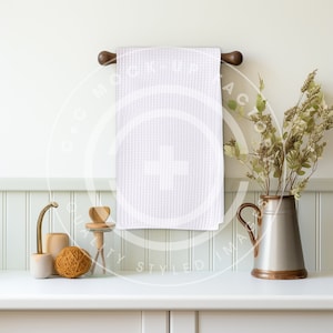 Waffle Towel Mockup, Waffle Towel Design Mockup, Mockup for Towel, Kitchen Towel Mockup, Add your design to Blank Towel in the Kitchen.