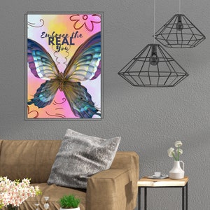 Butterfly Wall Decore, Embrace the Real you , Colourful Aesthetic Look , Cute And Classy Wall Decor/Room Decor