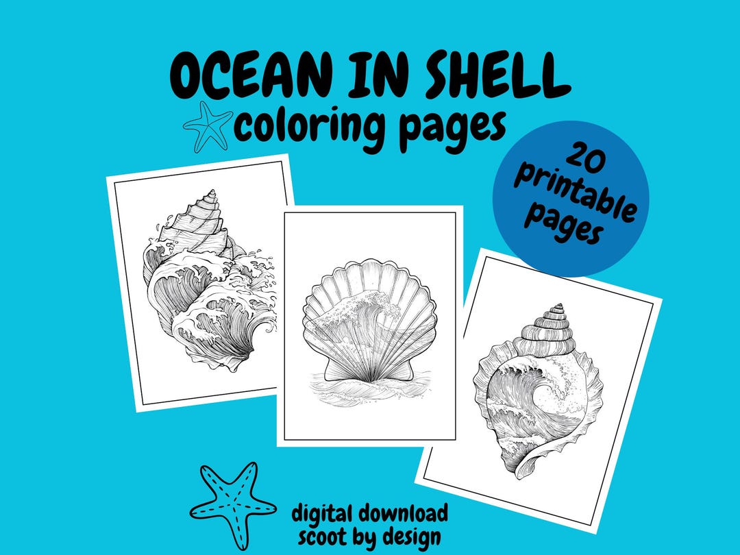 Ocean in Shell Coloring Pages, Coloring Pages for Kids and Adults ...