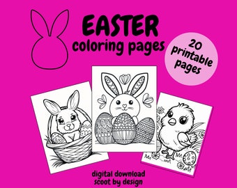 Easter Coloring Pages, Celebrate Easter, Coloring Pages for Kids and Adults, Digital Download, Fun Activity, Easter Activity