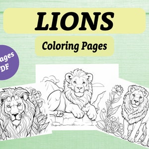 Birthday Stamps, Birthday Digistamps, Lion Stamps, COMMERCIAL USE, Birthday  Coloring Pages, Lion Coloring Pages, Happy Birthday Stamps, Lion 