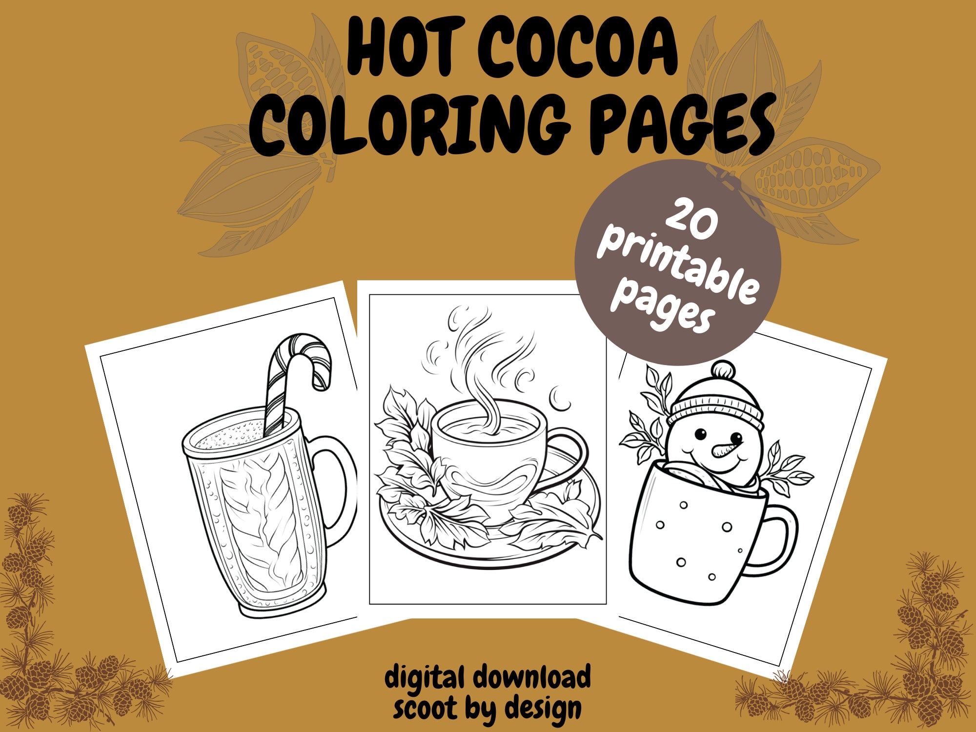 Hot Cocoa Coloring Pages, Coloring Pages for Kids and Adults, Fun
