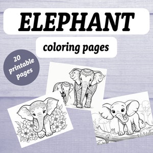 Elephant Coloring Pages, Elephant Coloring, Coloring Pages for Kids and Adults, Fun Activity, Digital Download, Wildlife Adventure.