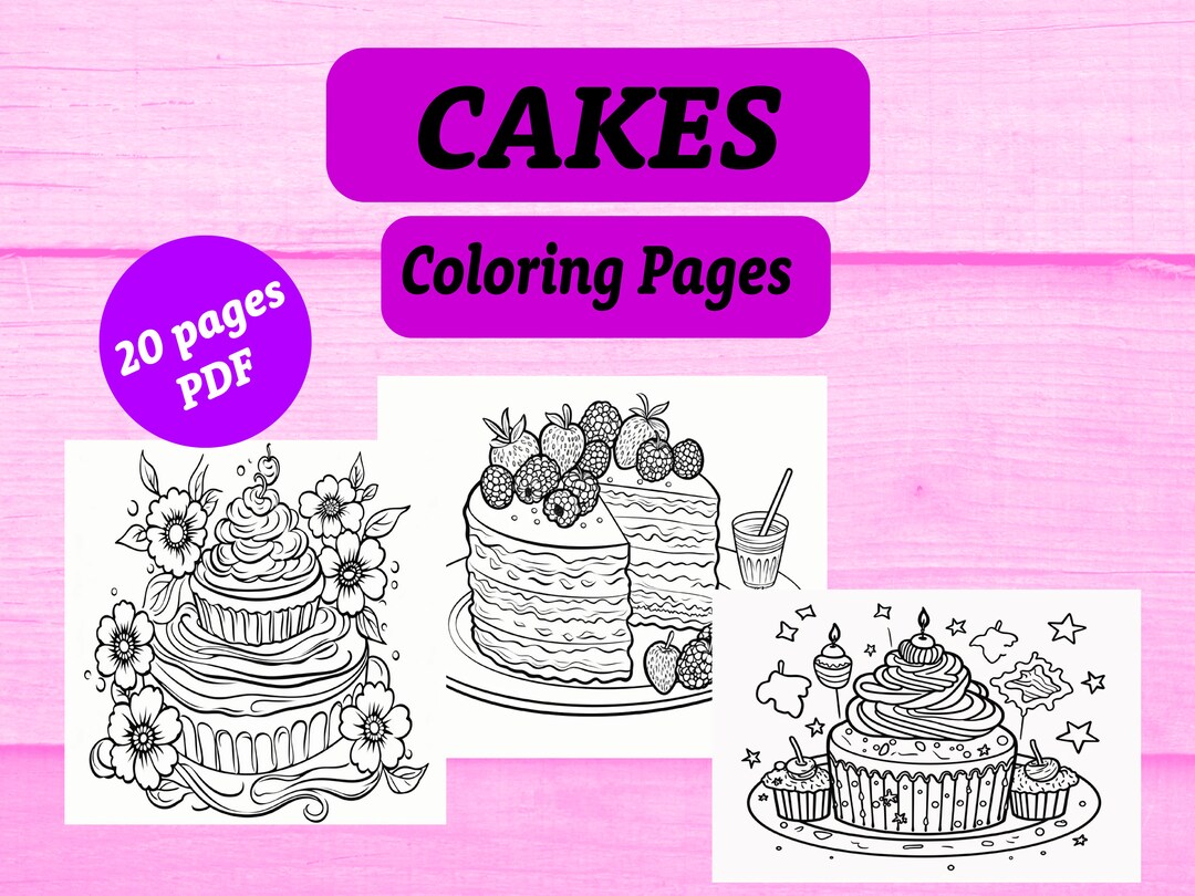 Cake Coloring Pages, Cake Coloring Sheets, Kids Coloring Pages, Adult