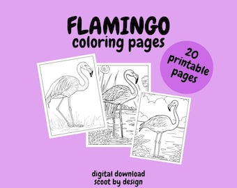 Flamingo Malvorlagen, Malseiten für Kinder und Erwachsene, digitaler Download, lustige Aktivität,