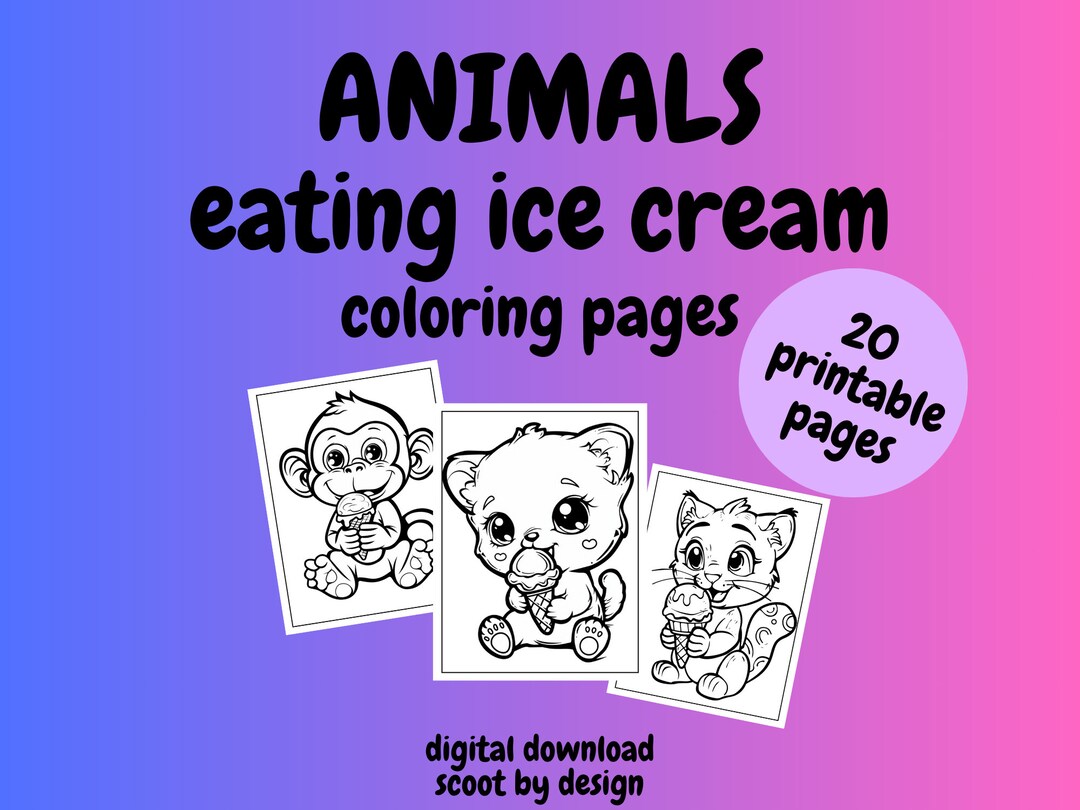 Animals Eating Ice Cream Coloring Pages, Coloring Pages for Kids and