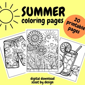 Summer Coloring Pages, Have Fun in the Sun, Coloring Pages for Kids and Adults, Digital Download, Great Activity for Summer Lovers