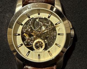 Men’s Fossil ME1025 Automatic Skeleton Watch With Leather Band