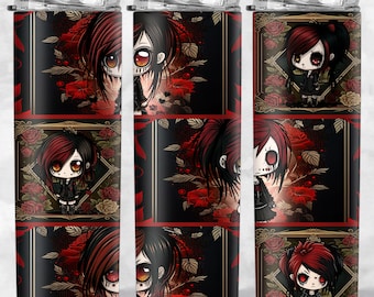 Goth Tumbler Horror Tumbler Wrap,  Skinny Straight Tumbler, Digital Sublimation Design,  20oz PNG File Digital Tumbler Wrap