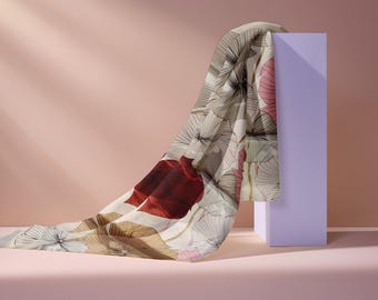 Luxury Satin Scarf | Perfect For Women | Pretty Petals | Silky Feel | Neckerchief | Head Covering | Large Satin Scarf | Gift | All Season