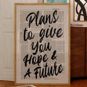 Versetto biblico di Geremia 29:11, decorazione murale minimalista stampabile, poster con le Scritture cristiane moderne, tipografia audace, battesimo, decorazione per sala di preghiera