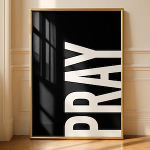 Djärv typografisk bön utskrivbar, minimalistisk svart bönekonst (digital nedladdning)