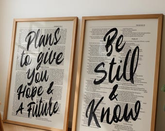 Bible Verse Wall Art Set, Vintage Scripture Prints (Digital Download)