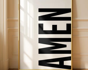 Amen Typography Print, Minimalist Christian Wall Art (Digital Download)