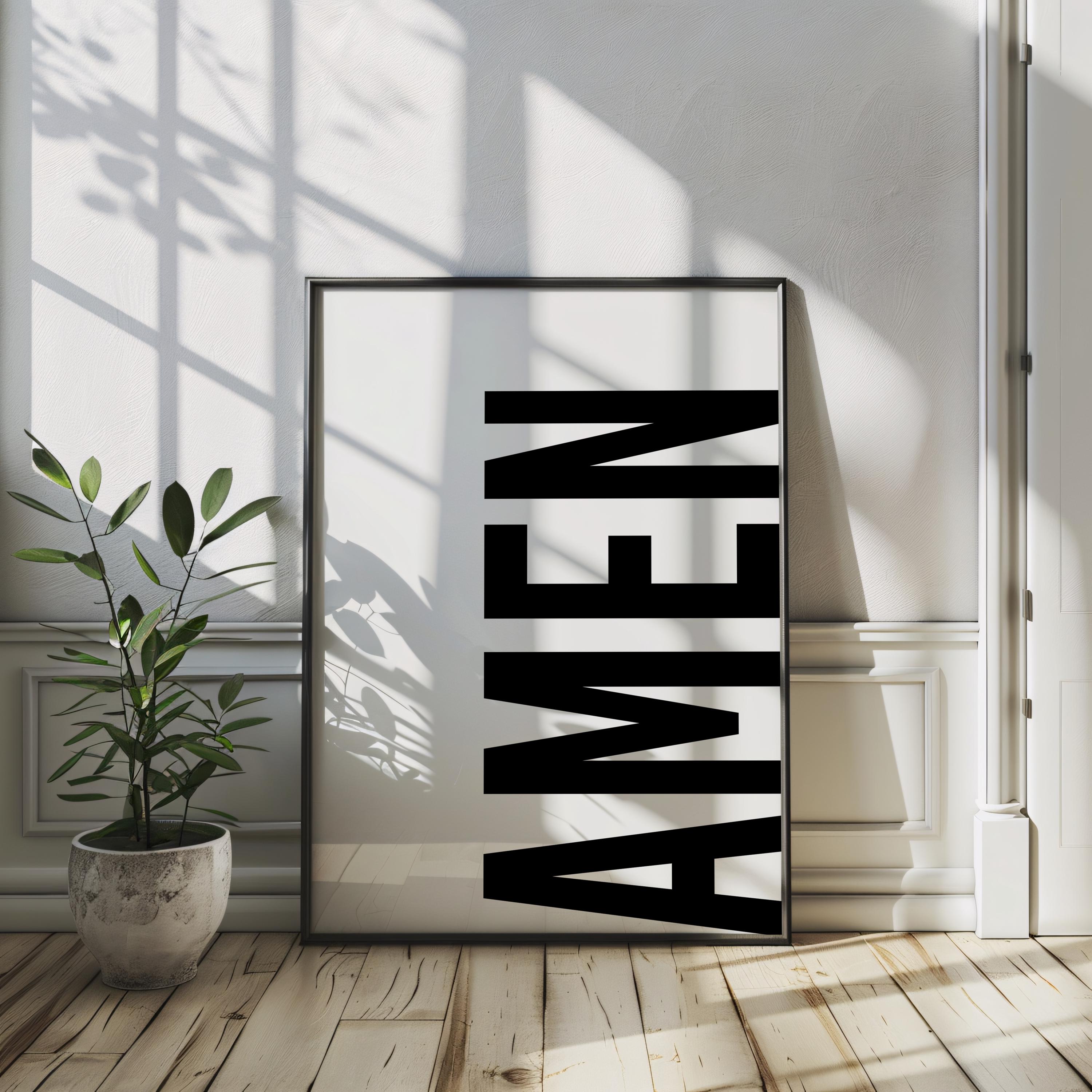 Amen Typography Print, Minimalist Christian Wall Art (digital Download ...