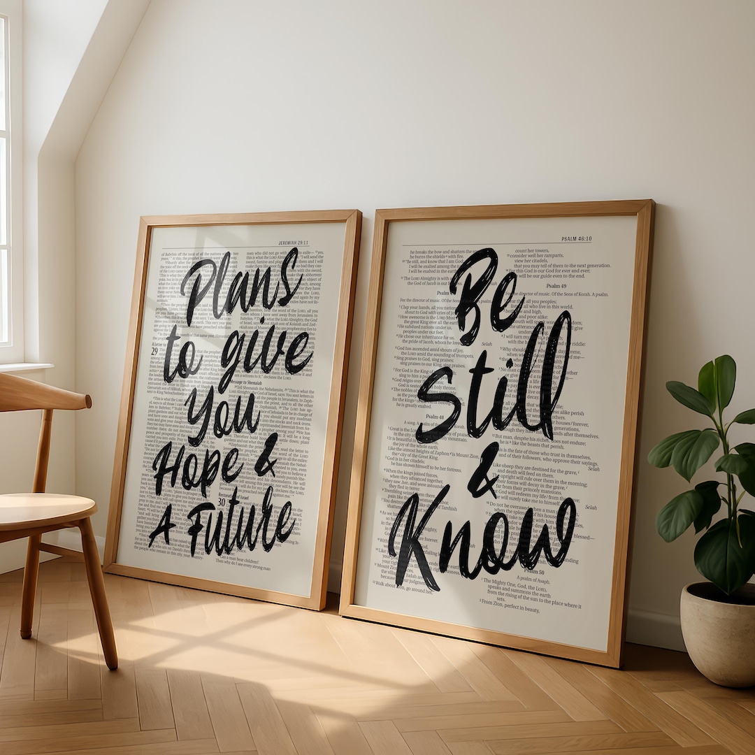 Jeremiah 29:11 Psalm 46 Wall Art Set, Bible Verse Scripture Print ...
