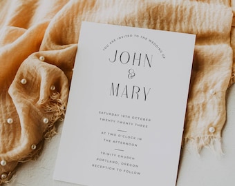 Plantilla de invitación de boda con código QR / Collage de fotos minimalista (descarga digital)