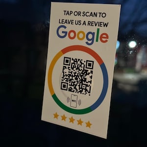 NFC google レビュー ステッカー。8.5 cm x 5.5 cm クレジットカード サイズ。NFC ステッカー。google レビュー ステッカー。