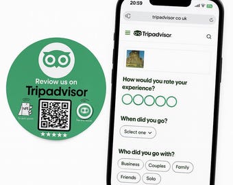 TripAdvisor Review Stickers: NFC & QR Code - 5 Pcs (10 cm)