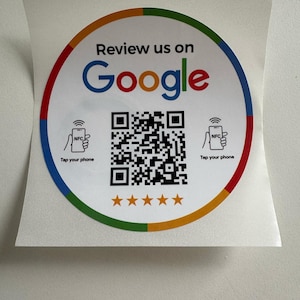 NFC Google レビュー ステッカー、NFC タグ付き NFC ウィンイル ステッカー、レビュー ページ用のタグまたは QR コードをスキャン 10 cm