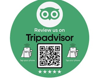 NFC TripAdvisor Review Sticker: Tap or Scan, Increase Reviews (10 cm)