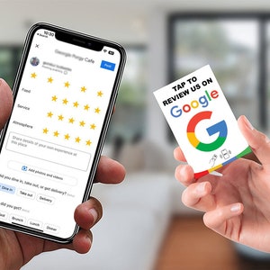 Google レビュー カード、NFC レビュー カード。レビュー カードをカスタマイズできます。
