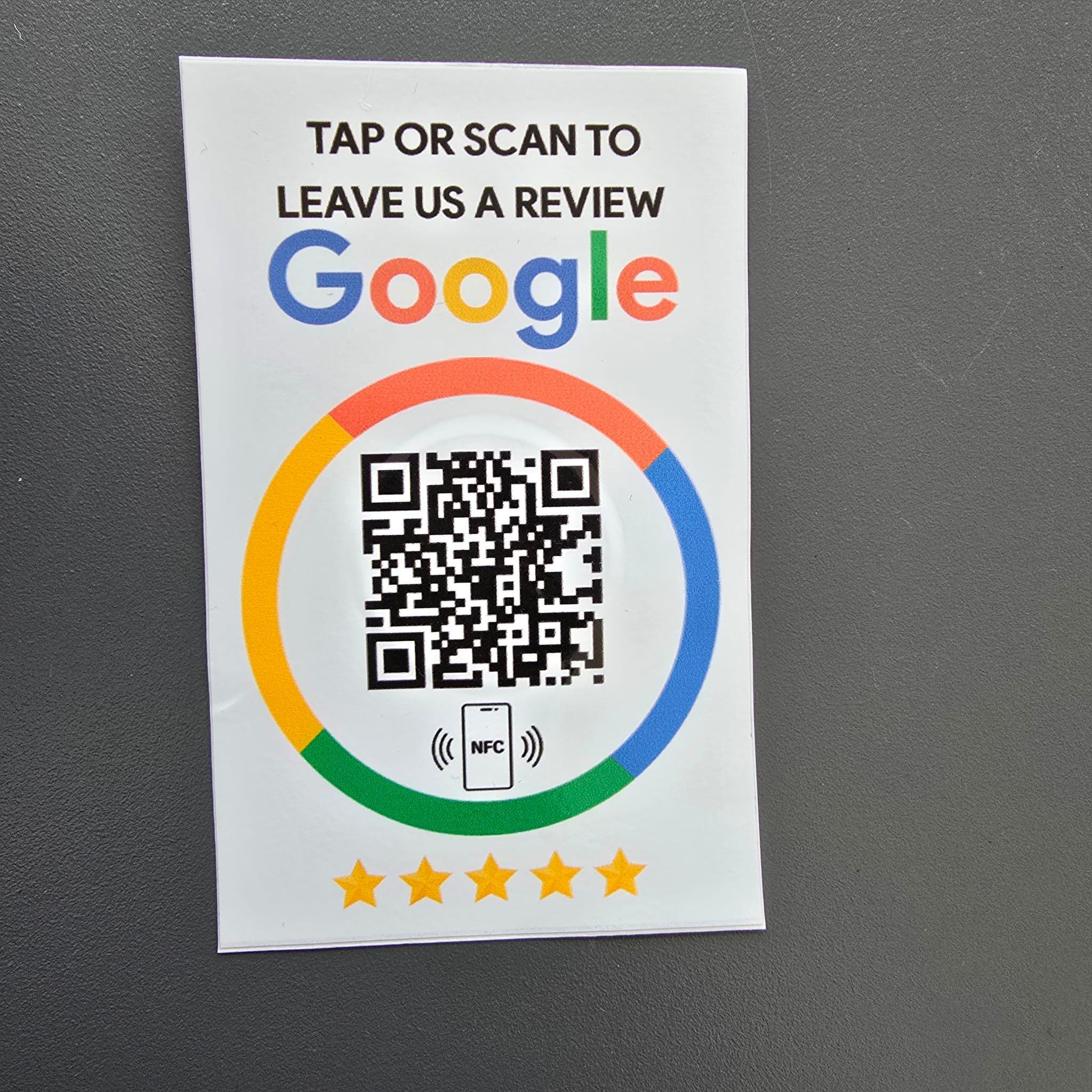 NFC Google Review Sticker: Tap or Scan QR Code