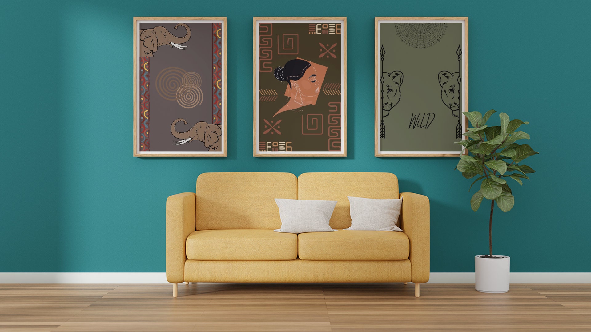 Set of 3 African American Wall Art / African Wall Art / African Art