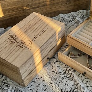 Customized Vintage Wooden Jewelry Box with Drawers, Double Jewelry Storage Box, Gift for Mom, Women's Jewelry Collection Box with Mirror