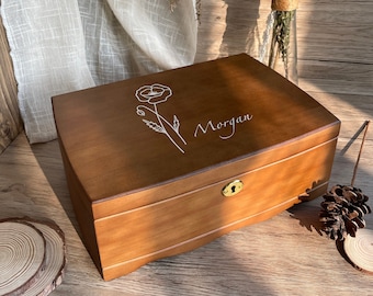 Custom Engraved Wooden Jewelry Box with Drawers Single drawer Jewelry Organizer Wedding Gift Gifts for Mom Women&#39;s Jewelry Collection