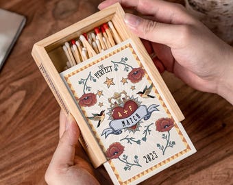 Personalized Wooden Matchbox for Couples, Engagement Present, Customized Couples Large Matchbox, Housewarming Gift,Anniversary New Home Gift