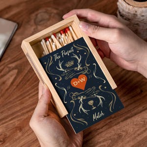 Personalized Couples Large Matchbox, Custom Wood Matchbox for Couples,Wedding Gift for Couple,Anniversary Day Gift for Her,Housewarming Gift